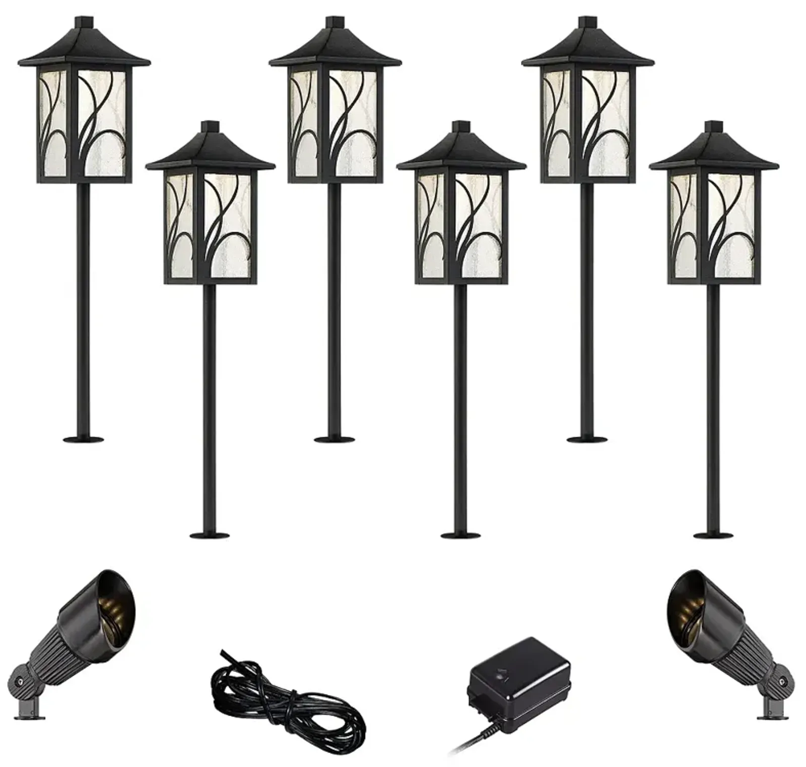 Sleator Textured Black 10-Piece LED Path and Spot Light Set