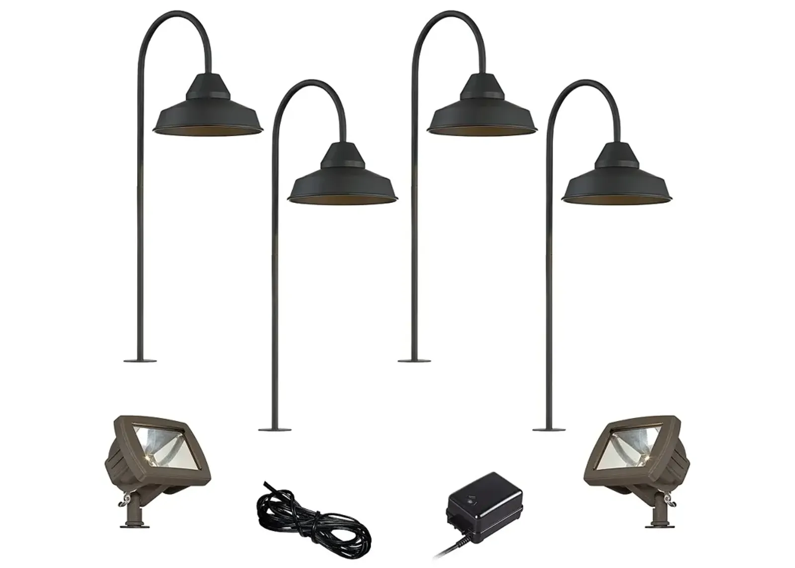 Westley Black 8-Piece LED Landscape Path and Flood Light Set