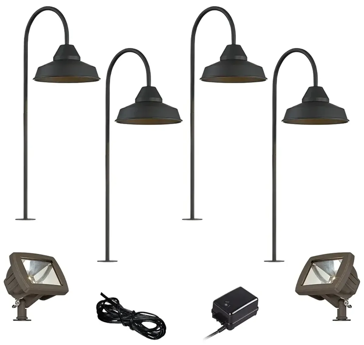 Westley Black 8-Piece LED Landscape Path and Flood Light Set