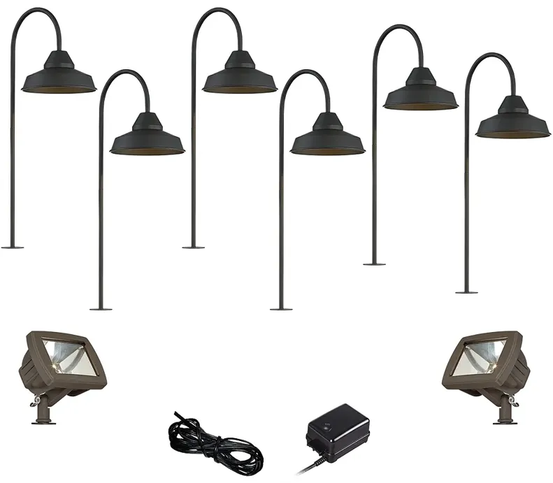 Westley Black 10-Piece LED Landscape Path w/ Flood Light Set