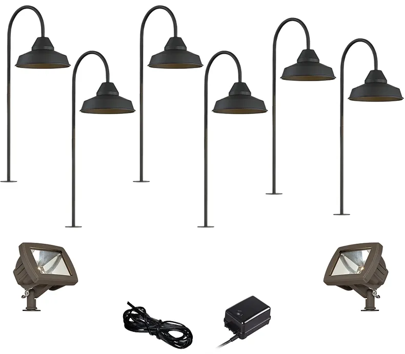 Westley Black 10-Piece LED Landscape Path w/ Flood Light Set