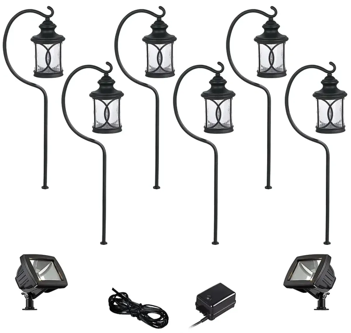 Capistrano Black 10-Piece LED Path and Flood Light Set