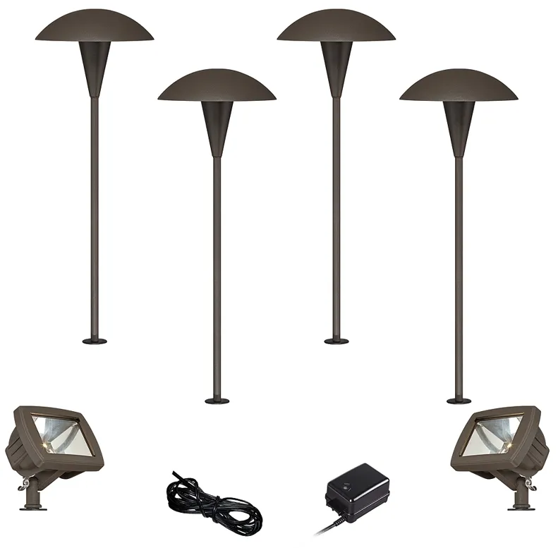Mushroom Bronze 8-Piece LED Path and Flood Light Set
