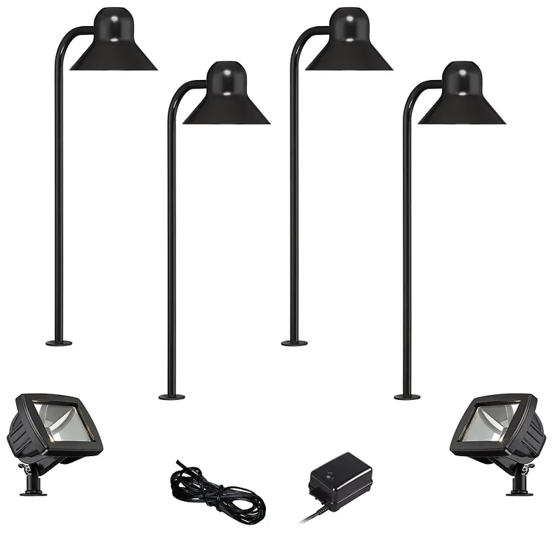 Jayce Black 6-Piece LED Landscape Path and Flood Light Set