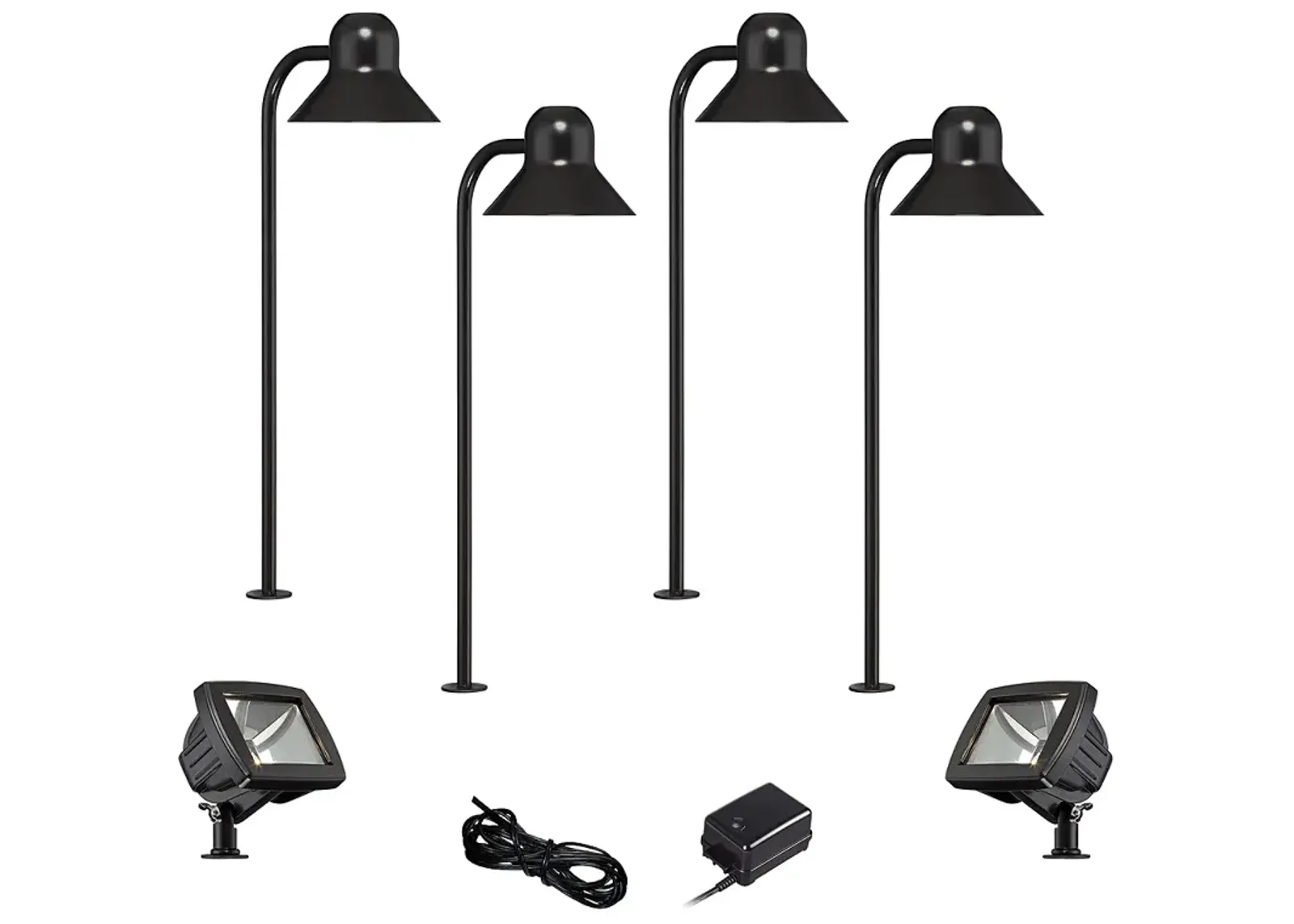 Jayce Black 6-Piece LED Landscape Path and Flood Light Set