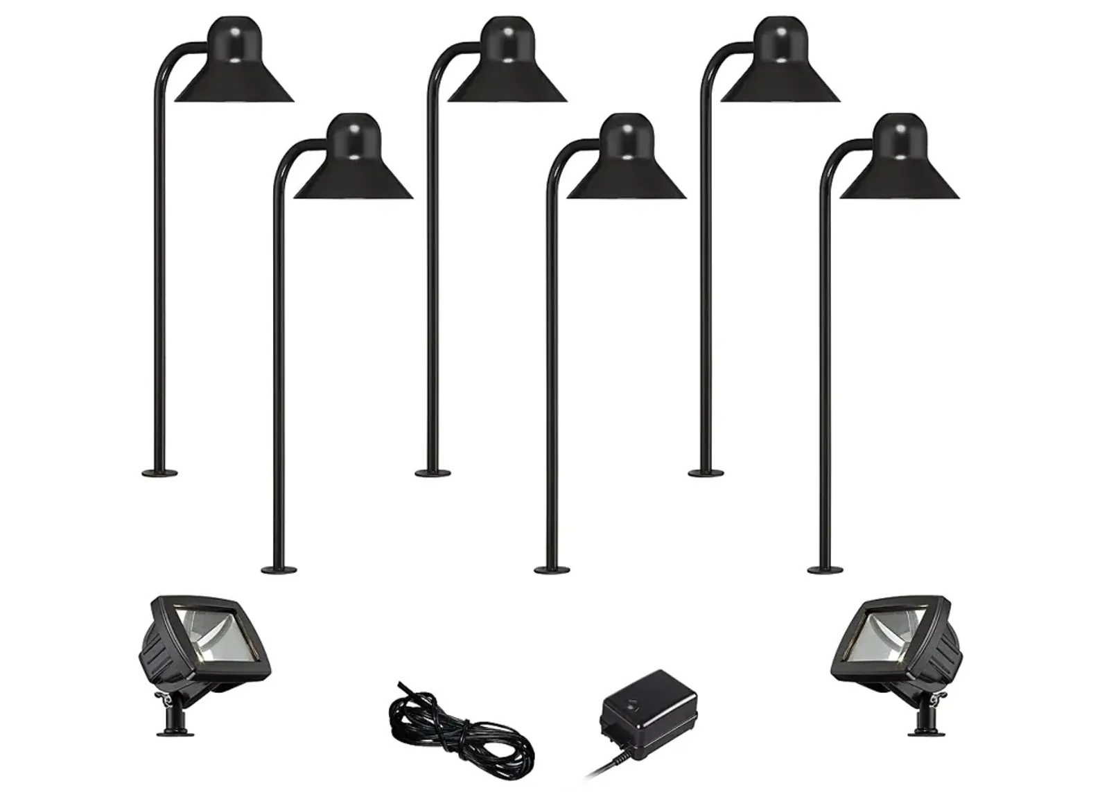 Jayce Black 8-Piece LED Landscape Path and Flood Light Set