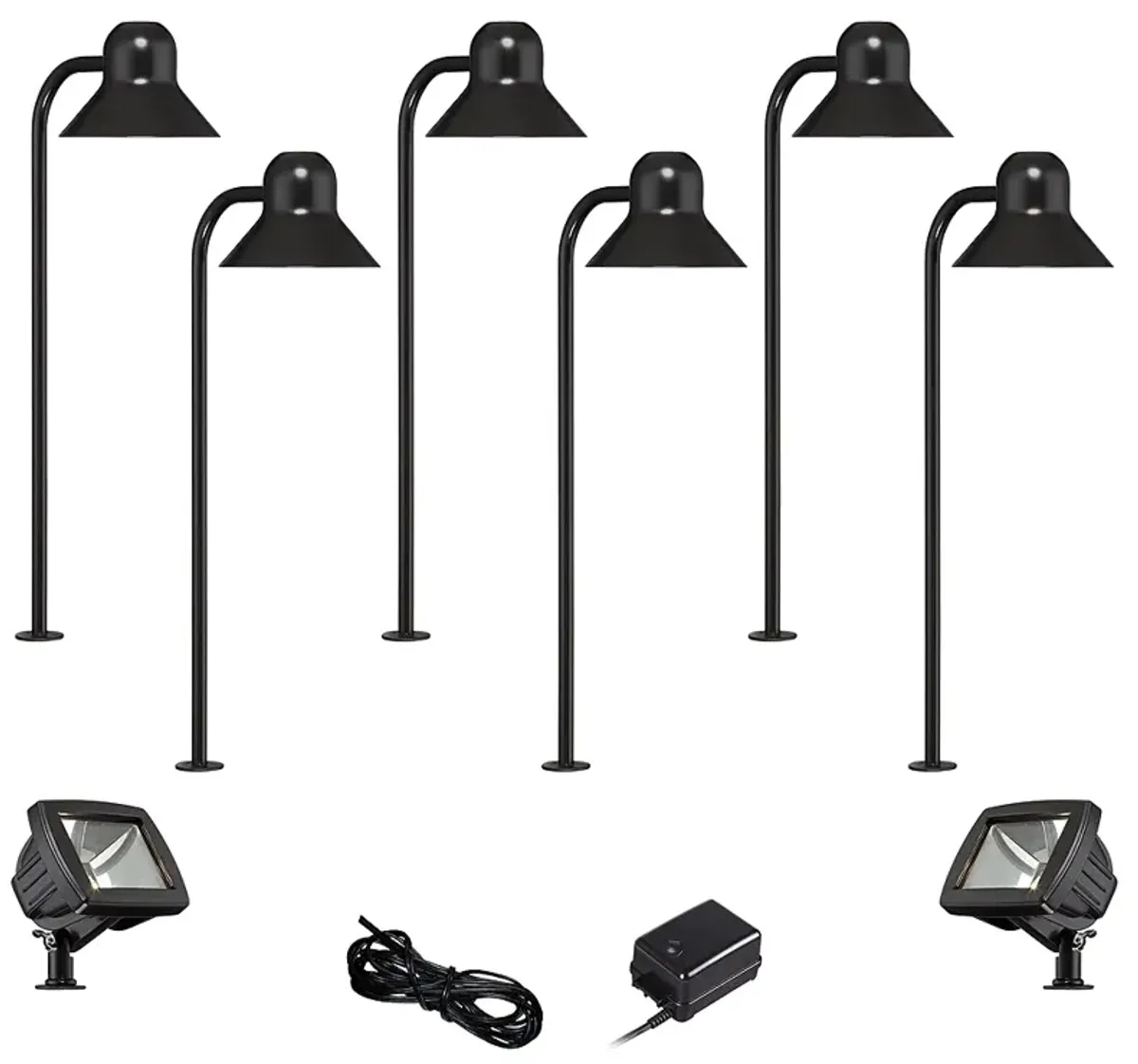 Jayce Black 8-Piece LED Landscape Path and Flood Light Set