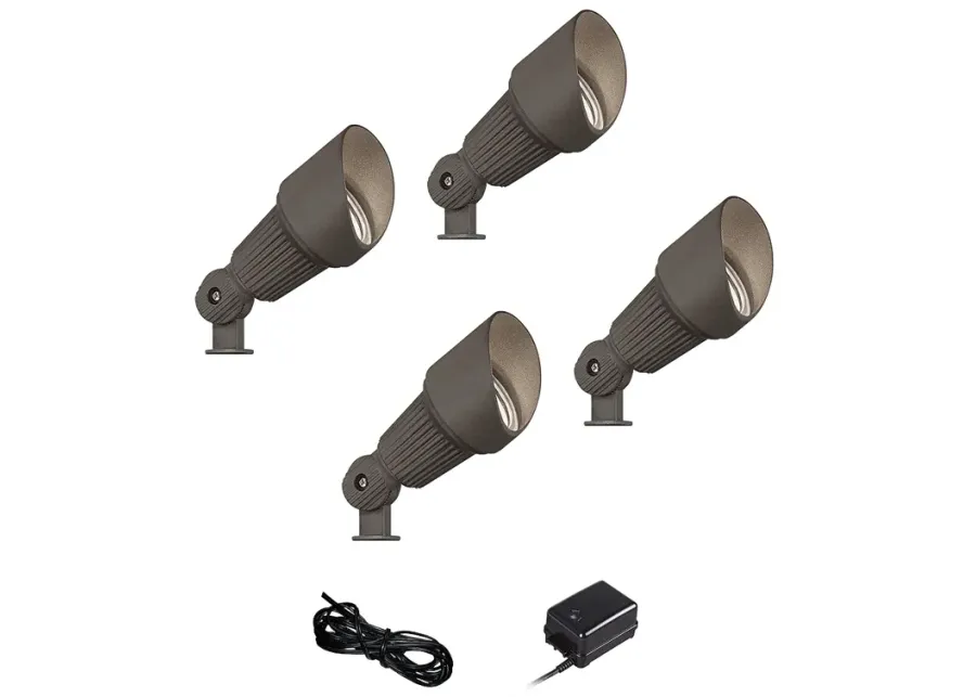 Hooded Bronze 6-Piece LED Landscape Spot Light Set