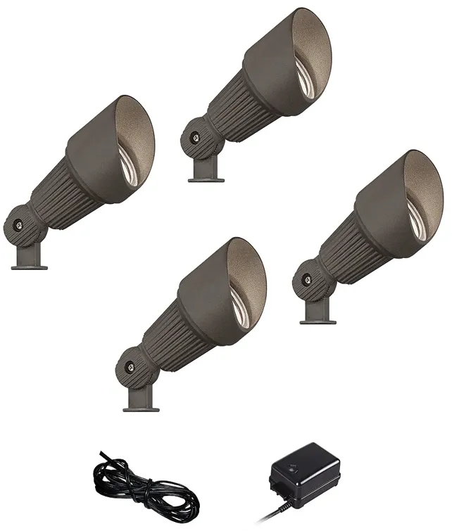 Hooded Bronze 6-Piece LED Landscape Spot Light Set