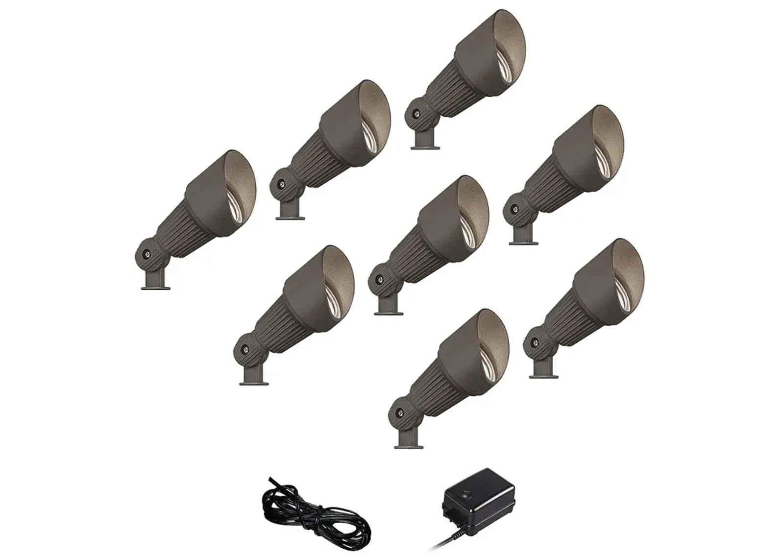 Hooded Bronze 8-Piece LED Landscape Spot Light Set