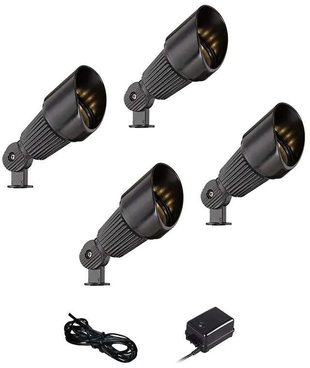 Hooded Black 6-Piece LED Landscape Spot Light Set