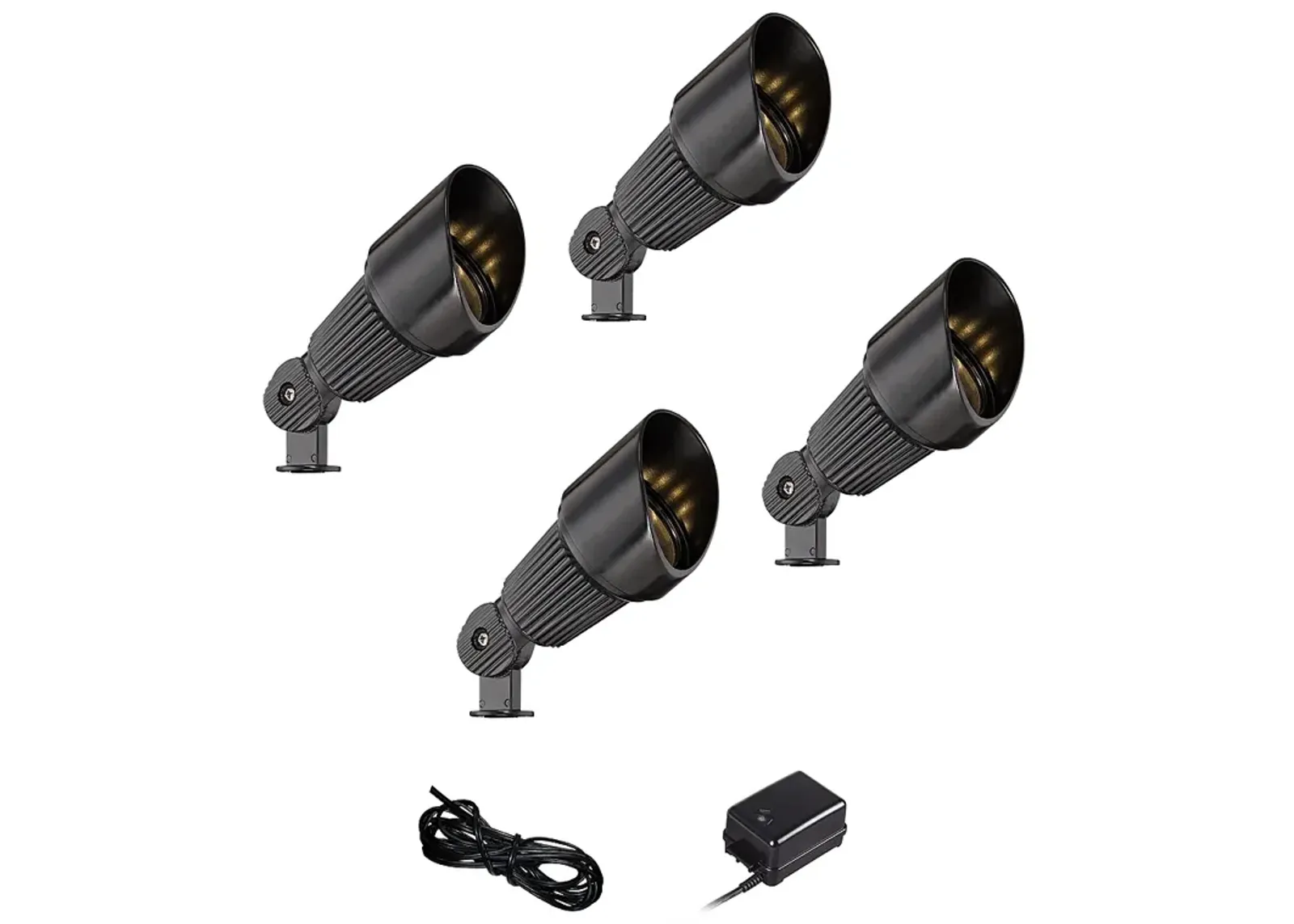 Hooded Black 6-Piece LED Landscape Spot Light Set