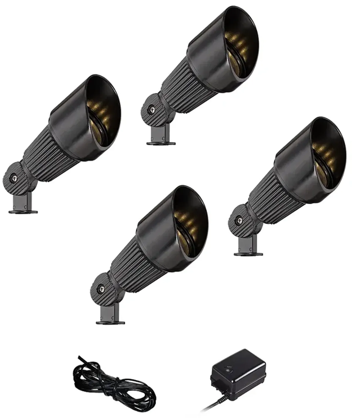 Hooded Black 6-Piece LED Landscape Spot Light Set