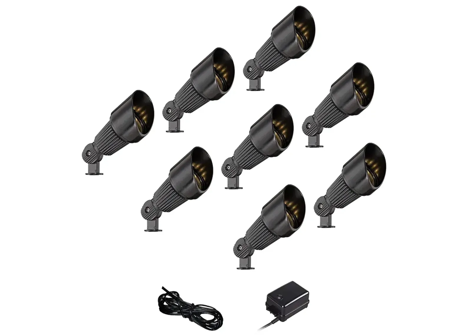 Hooded Black 10-Piece LED Landscape Spot Light Set