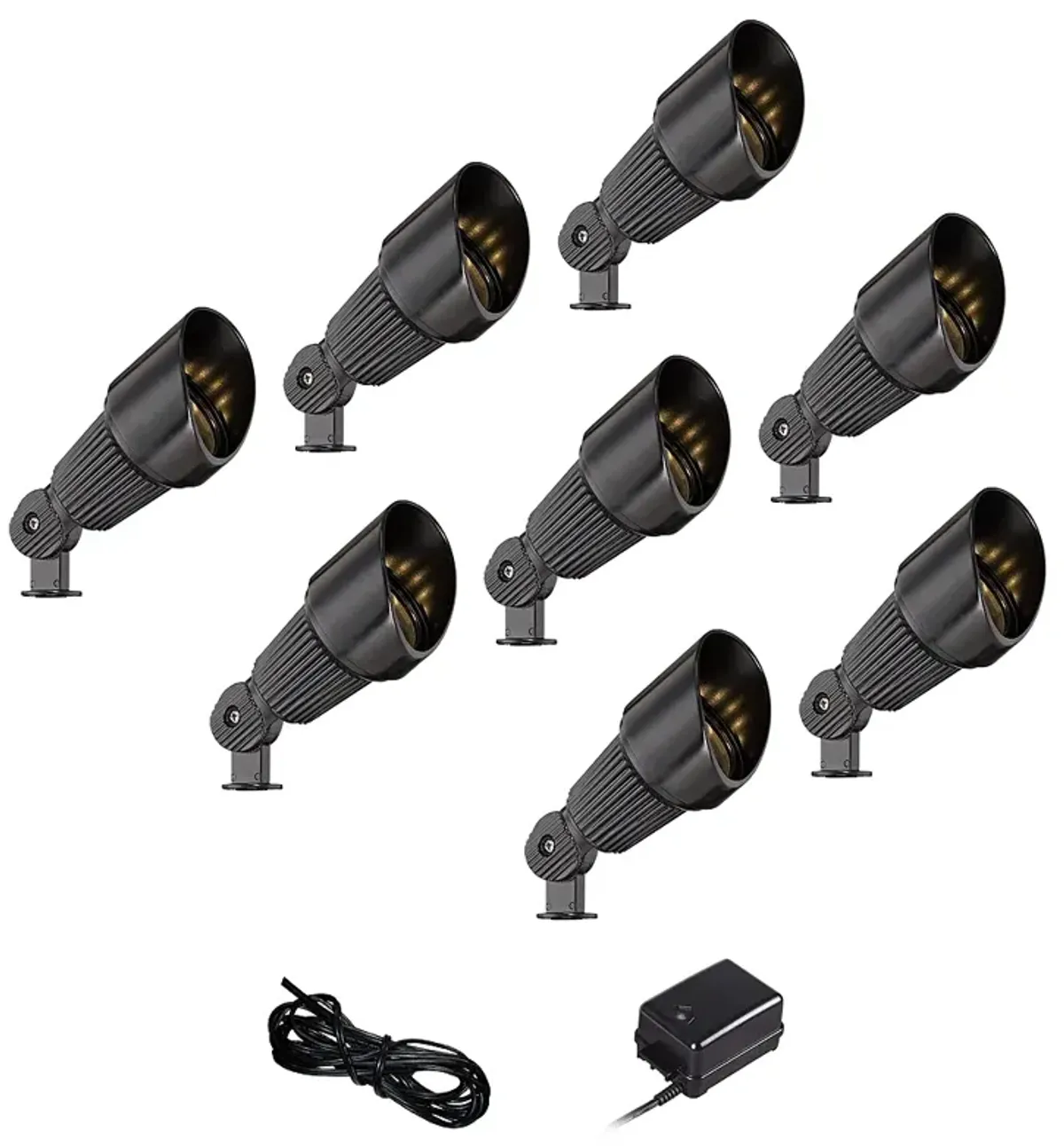 Hooded Black 10-Piece LED Landscape Spot Light Set