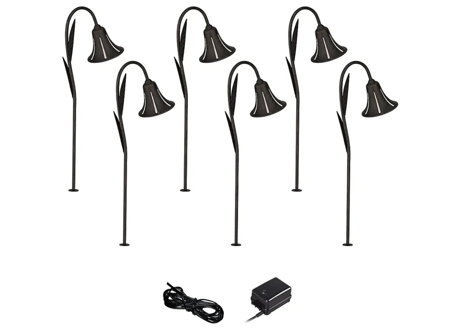 John Timberland Tulip Dark Rust 8-Piece LED Landscape Path Light Set