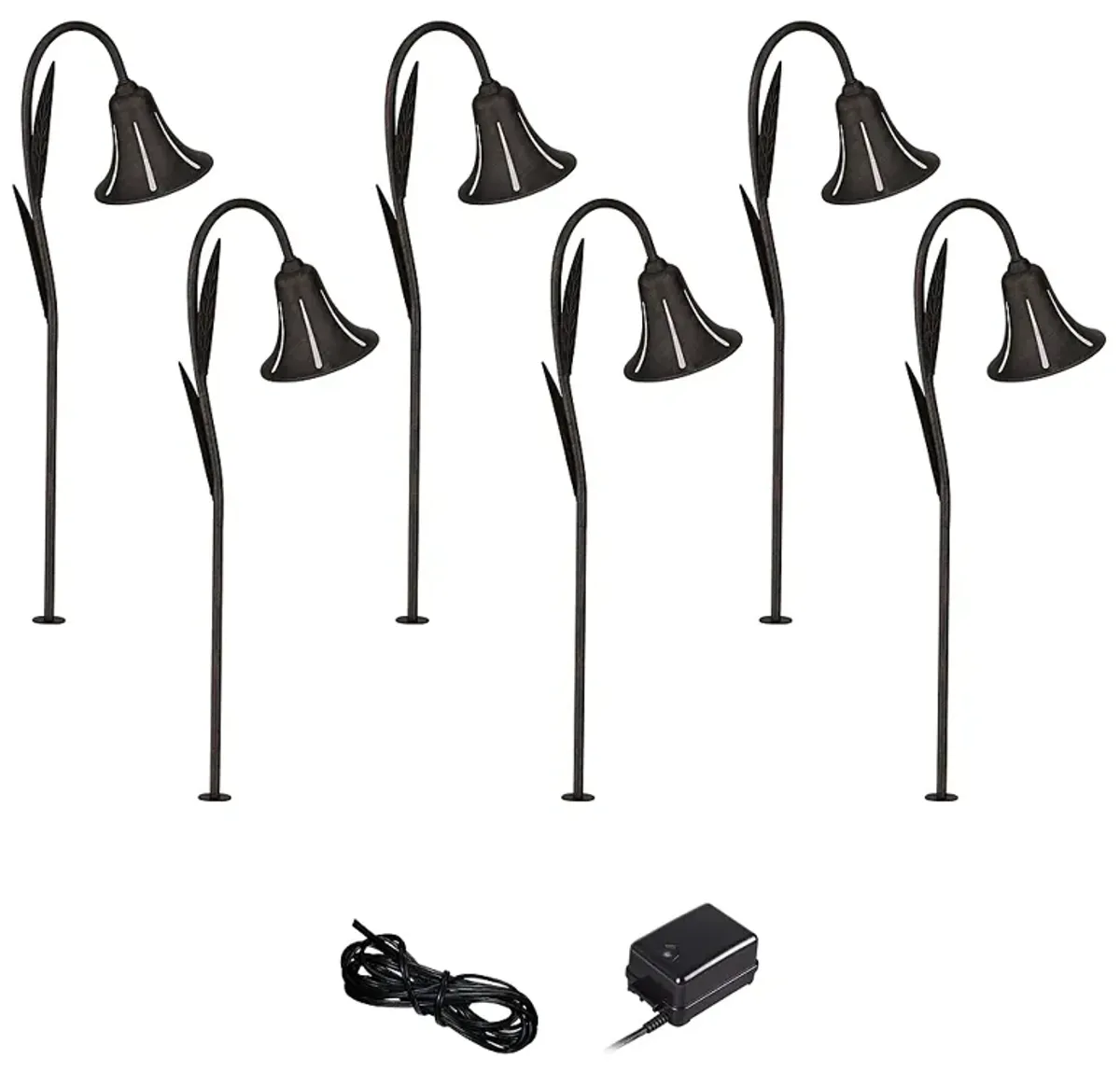 John Timberland Tulip Dark Rust 8-Piece LED Landscape Path Light Set