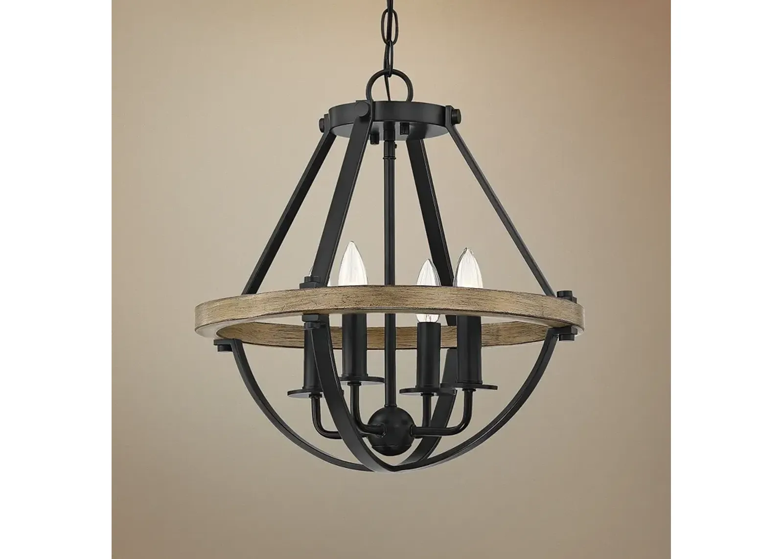 Bartlett 16-in W Earth Black Semi-Flush Mount