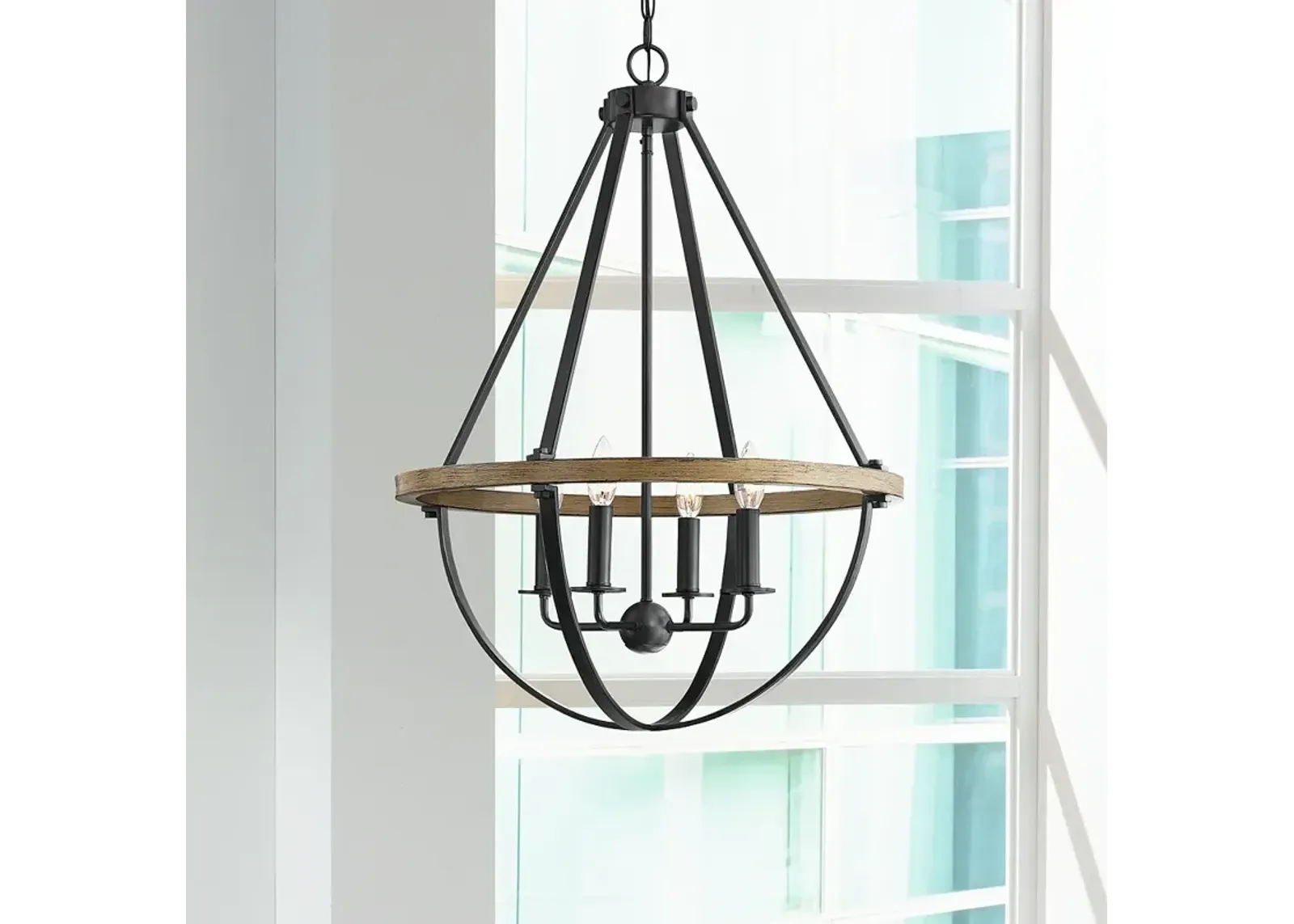 Quoizel Bartlett 22" Wide Earth Black 4-Light Pendant Light