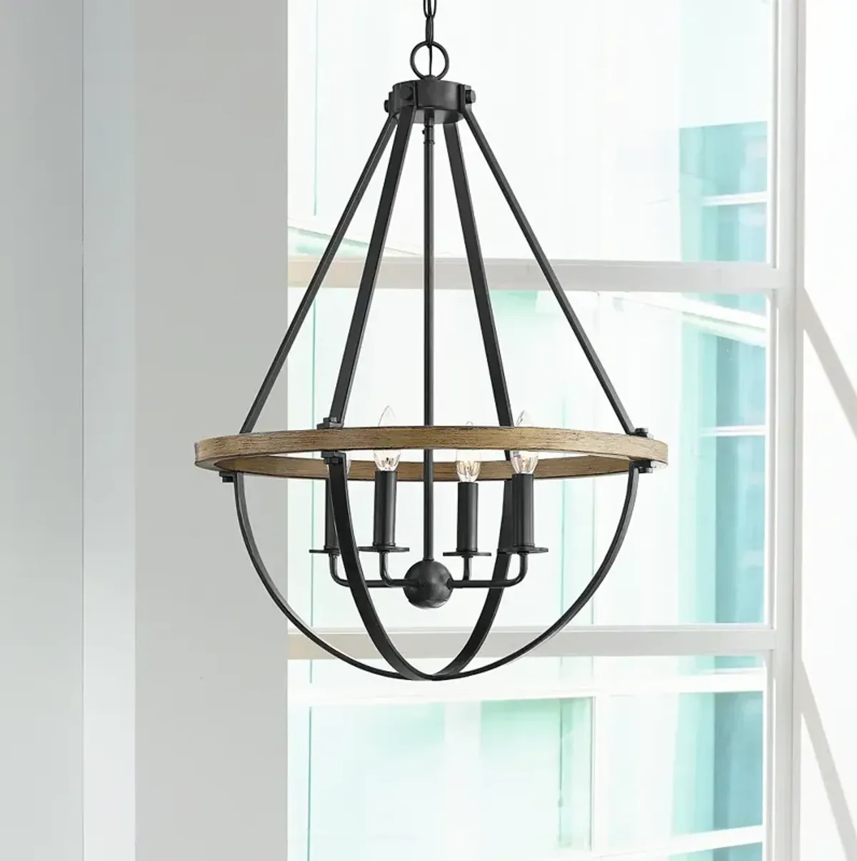 Quoizel Bartlett 22" Wide Earth Black 4-Light Pendant Light