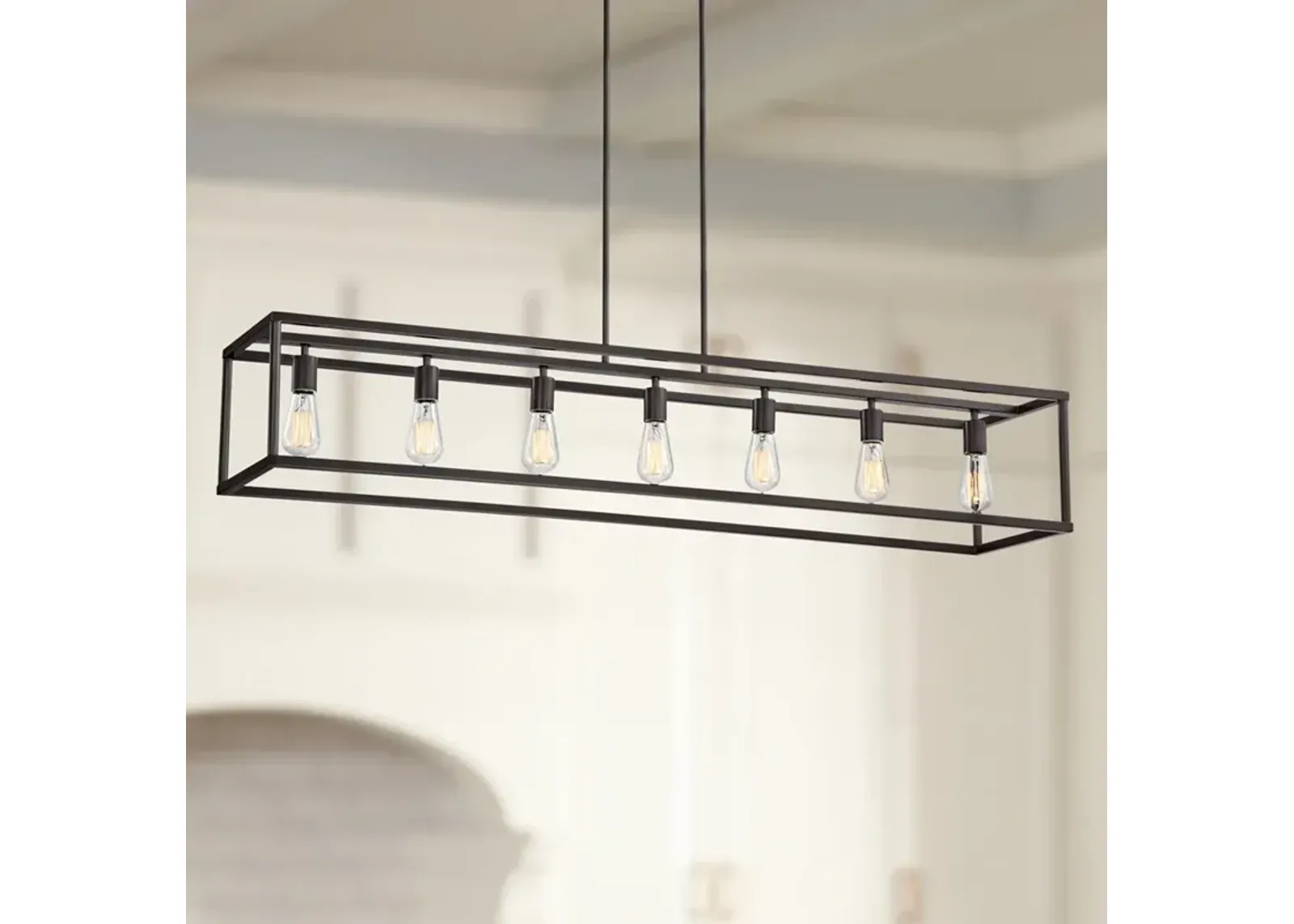 Quoizel New Harbor 52" Wide Bronze Kitchen Island Linear Chandelier