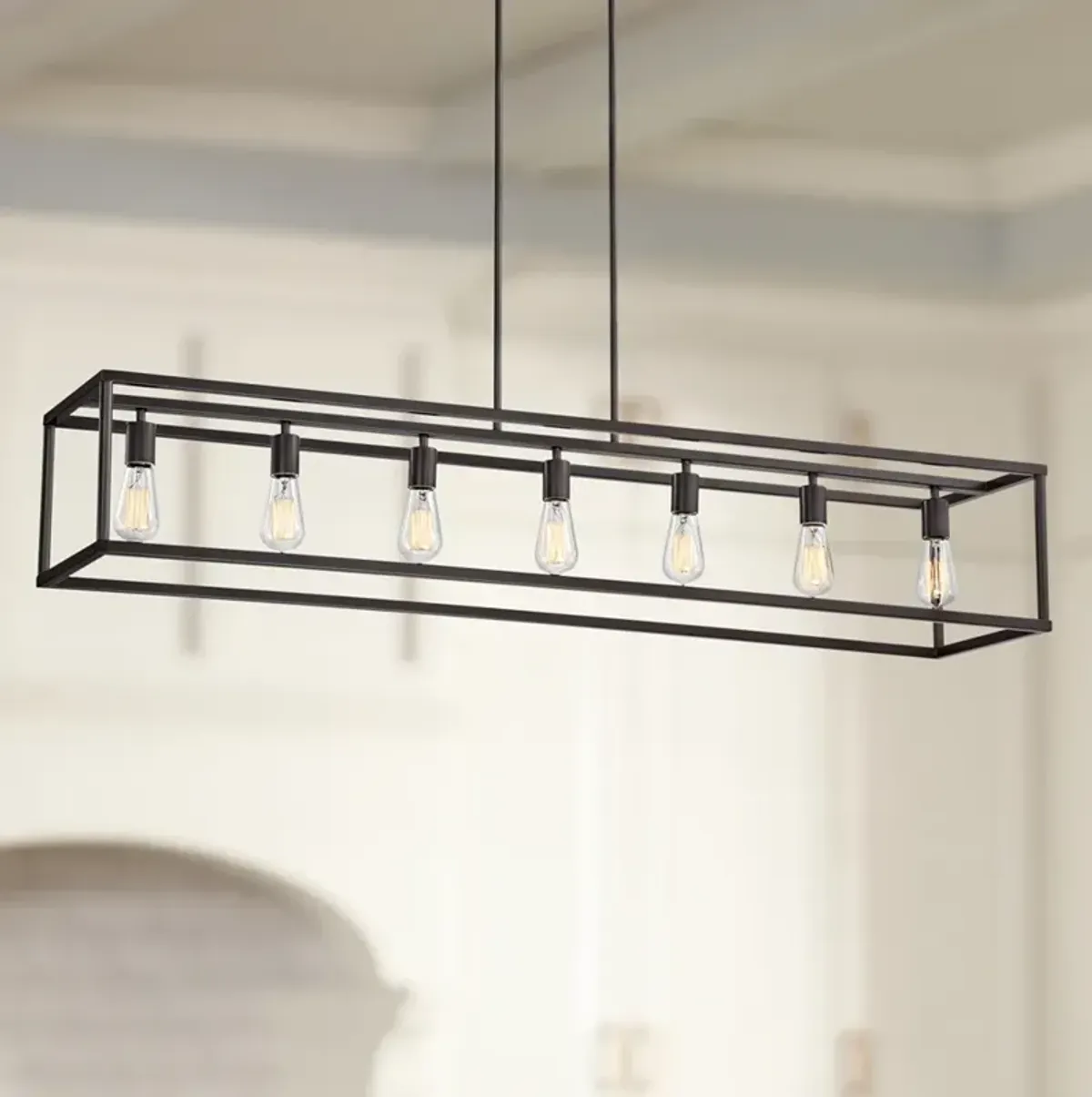 Quoizel New Harbor 52" Wide Bronze Kitchen Island Linear Chandelier