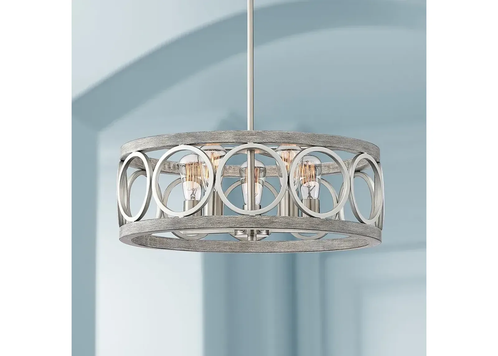 Franklin Iron Salima 21 1/4" Brushed Nickel 5-Light LED Chandelier