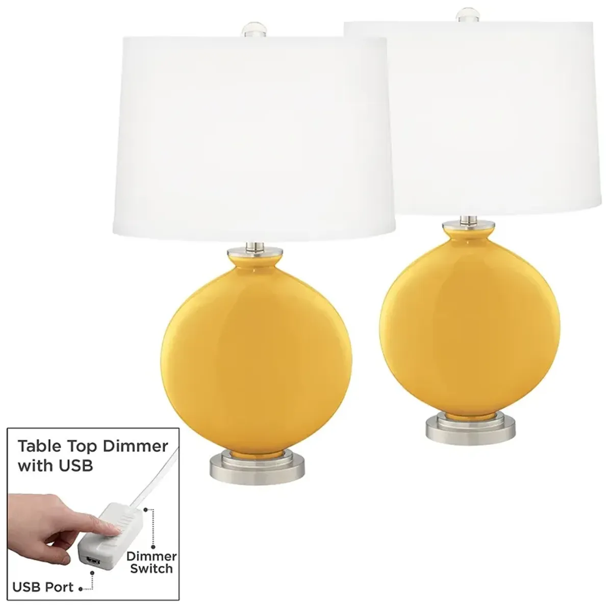 Goldenrod Carrie Table Lamp Set of 2 with Dimmers