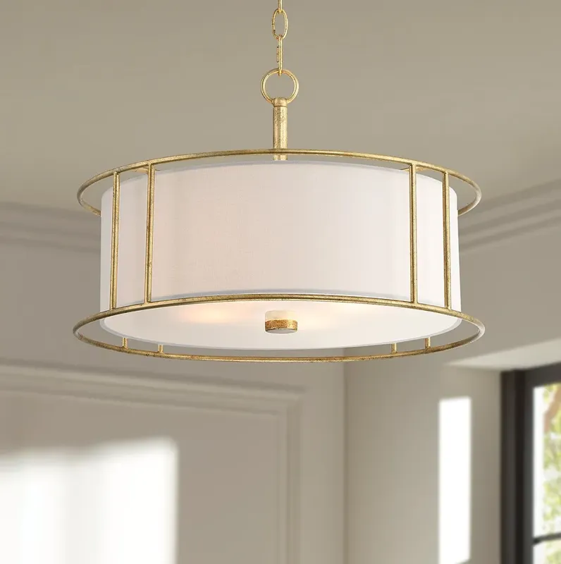 Possini Euro Kahna 20" Wide Painted Gold Drum Pendant Light