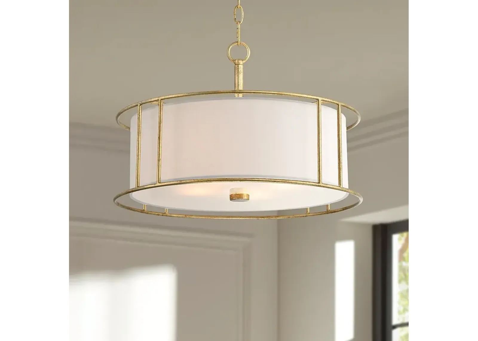 Possini Euro Kahna 20" Wide Painted Gold Drum Pendant Light