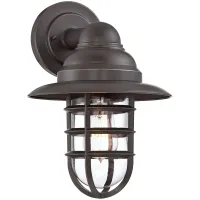 Marlowe 13 1/4" High Bronze Hooded Cage Wall Sconce