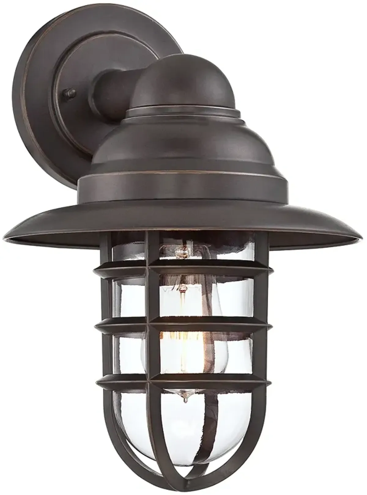 Marlowe 13 1/4" High Bronze Hooded Cage Wall Sconce