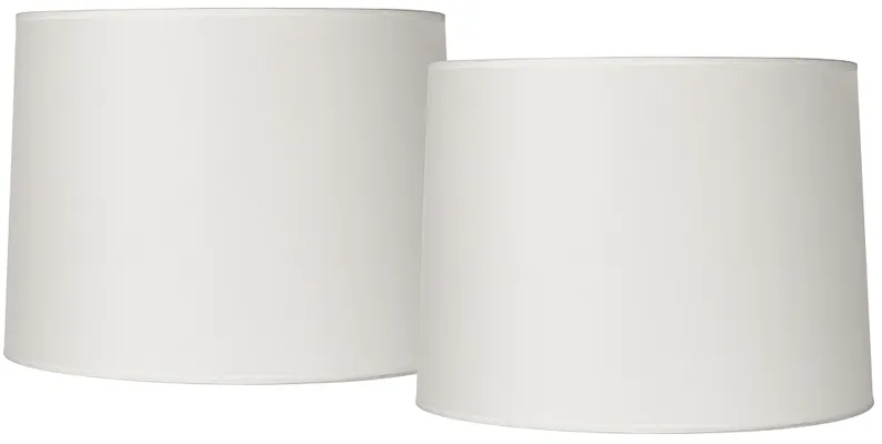 White Set of 2 Hardback Drum Lamp Shades 13x14x10 (Spider)