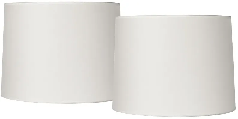 White Set of 2 Hardback Drum Lamp Shades 13x14x10 (Spider)