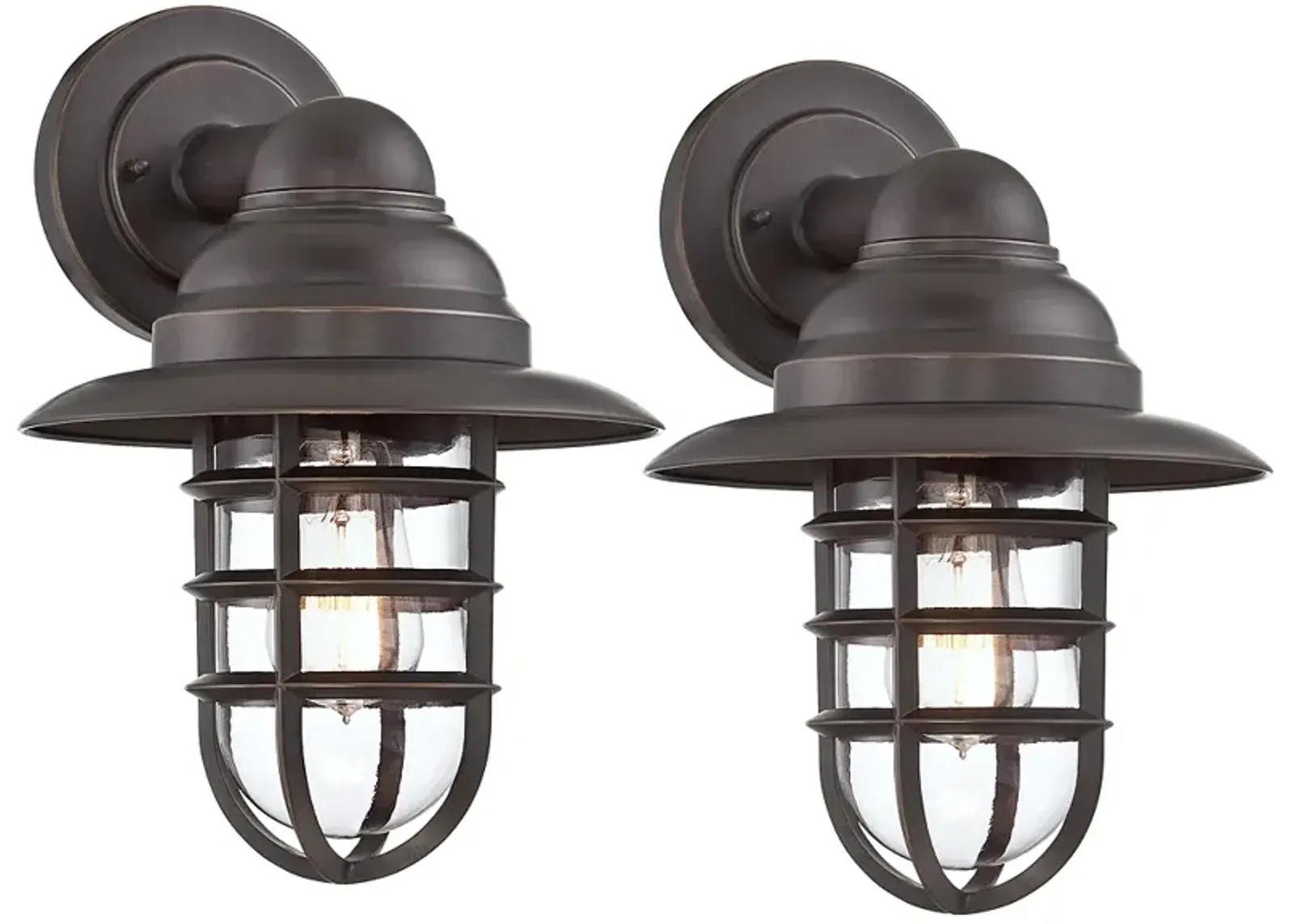 John Timberland Marlowe 13 1/4" High Bronze Cage Wall Sconces Set of 2