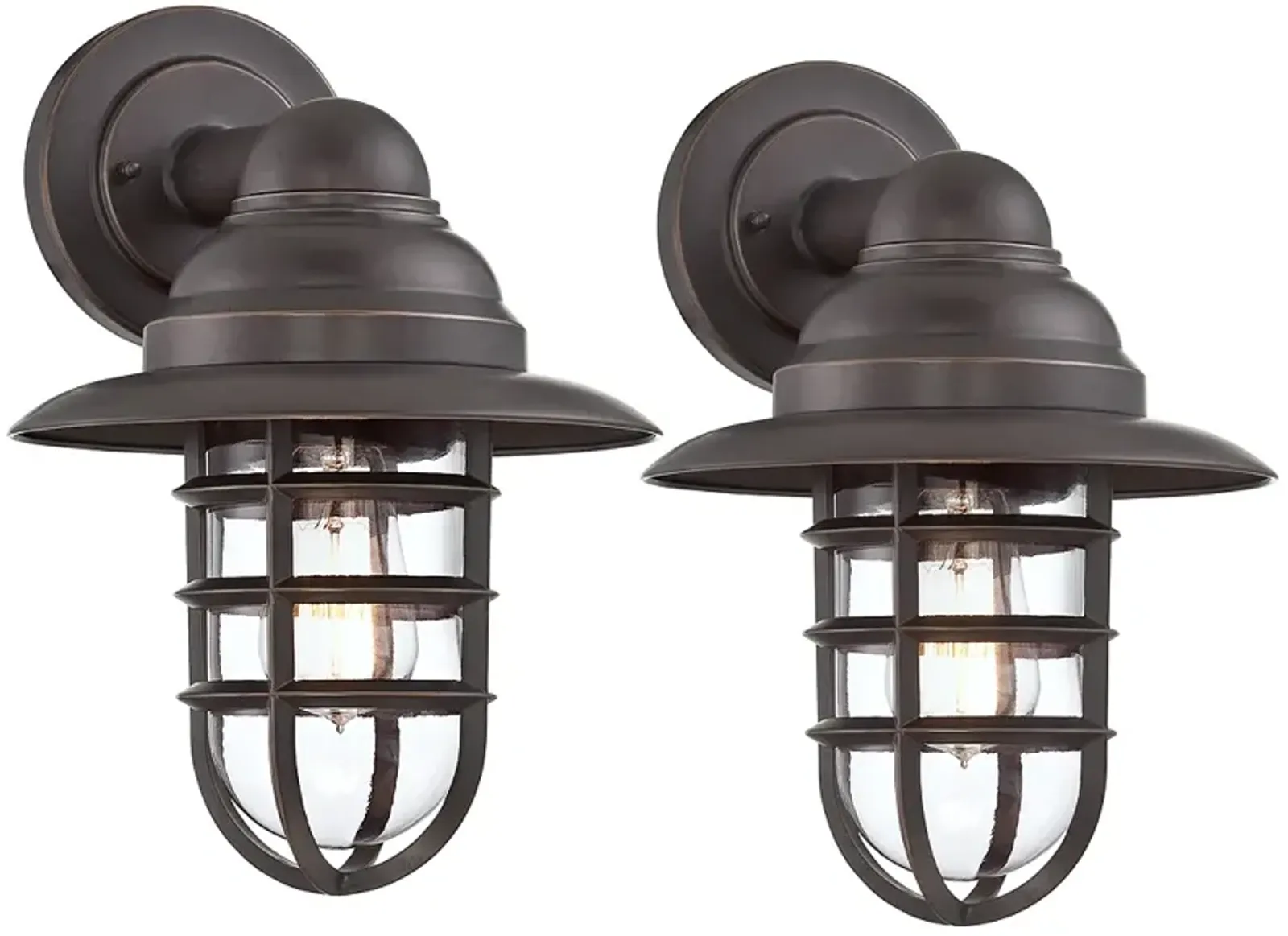 John Timberland Marlowe 13 1/4" High Bronze Cage Wall Sconces Set of 2