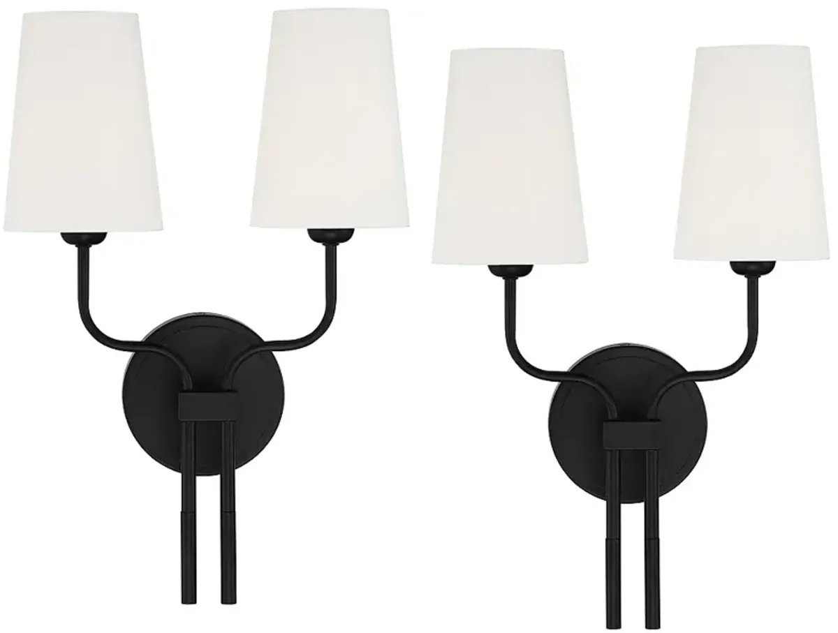 Possini Euro Melody 19 1/2" High Black 2-Light Wall Sconce Set of 2