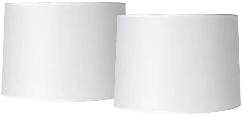 White Set of 2 Hardback Drum Lamp Shades 15x16x11 (Spider)