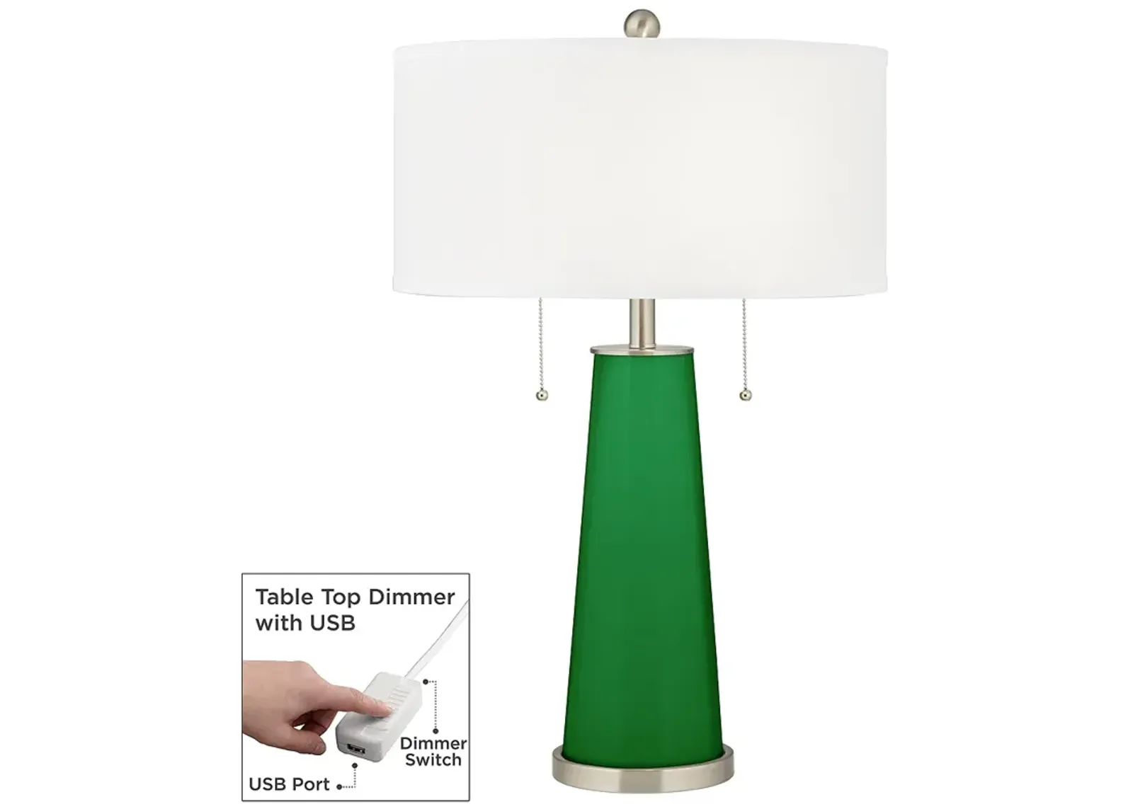 Color Plus Peggy 29 3/4" Envy Green Glass Table Lamp with USB Dimmer