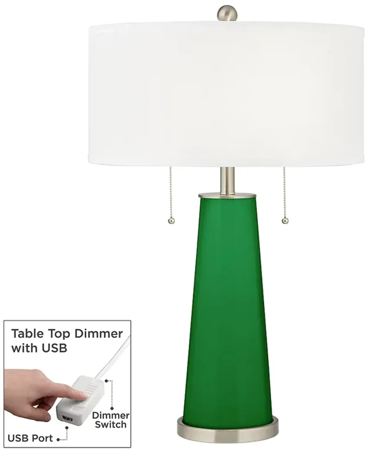 Color Plus Peggy 29 3/4" Envy Green Glass Table Lamp with USB Dimmer