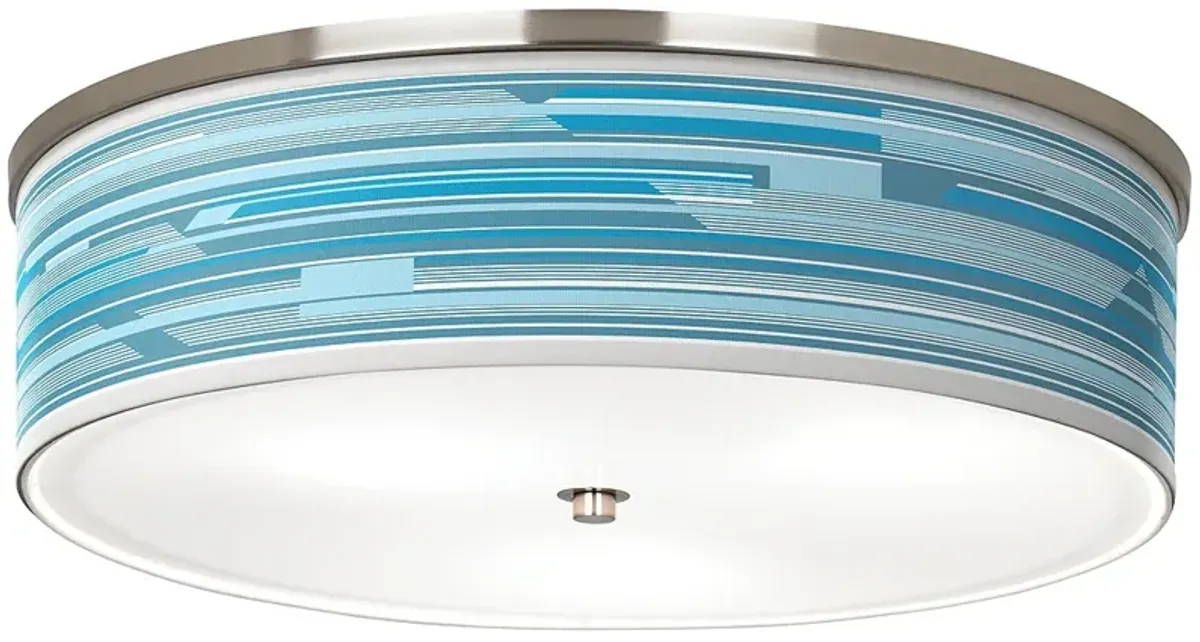 Giclee Glow Urban Stripes Blue 20 1/4" Nickel Modern Ceiling Light