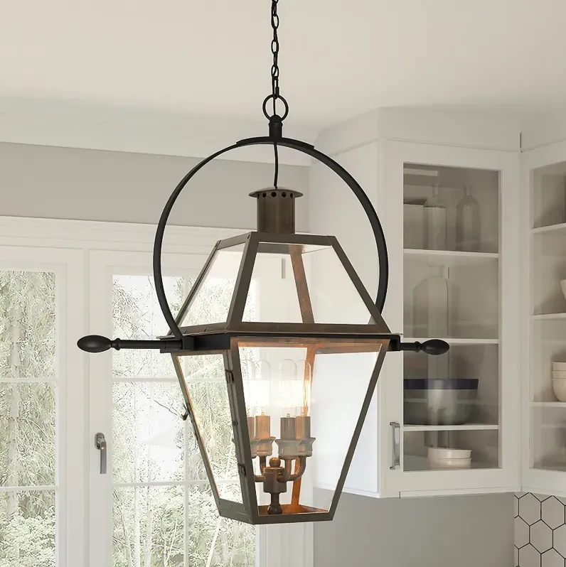 Quoizel Rue De Royal 27.5" Bronze Traditional Lantern Pendant Light