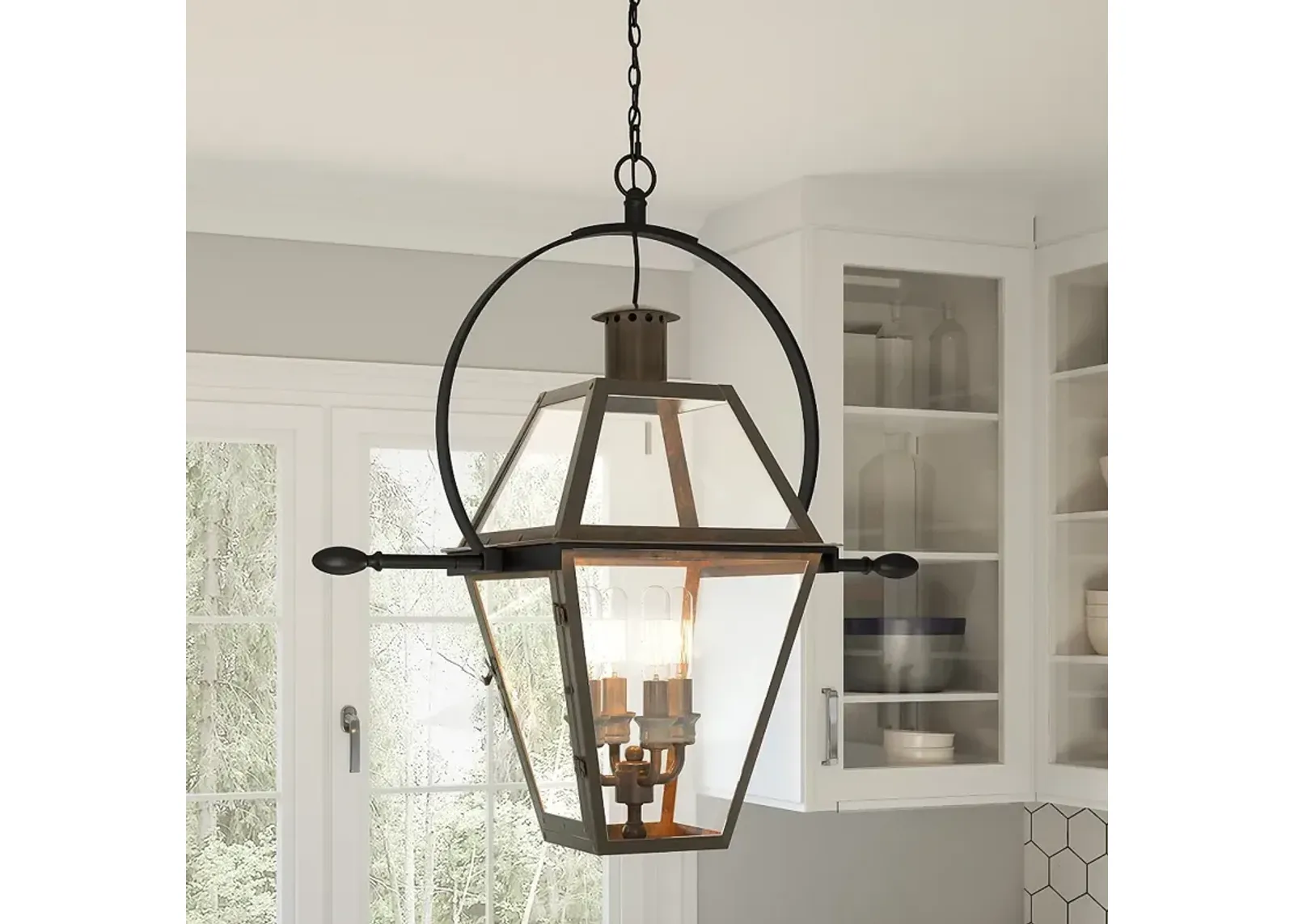 Quoizel Rue De Royal 27.5" Bronze Traditional Lantern Pendant Light