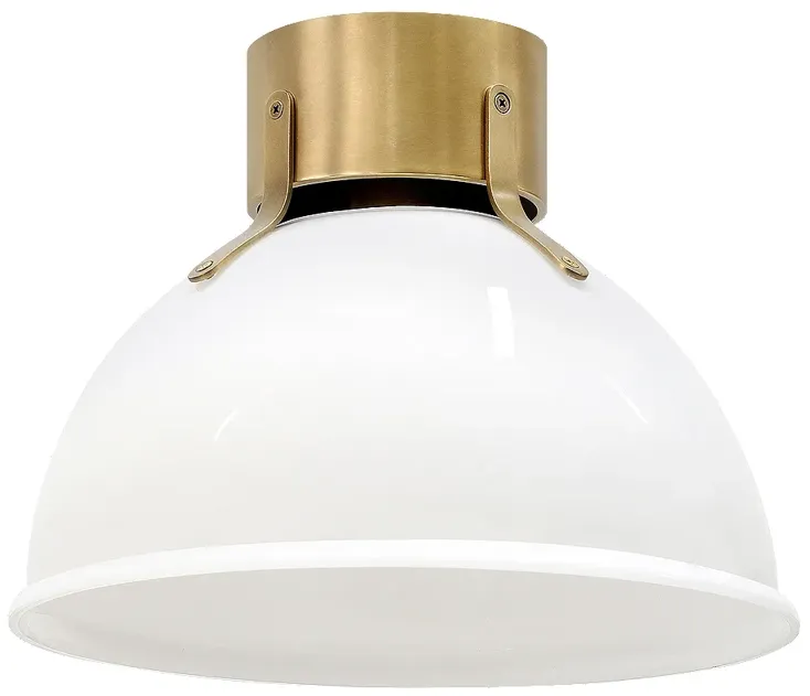 Hinkley- Argo Small Flush Mount- 13" Heritage Brass with Cased Opal Gl