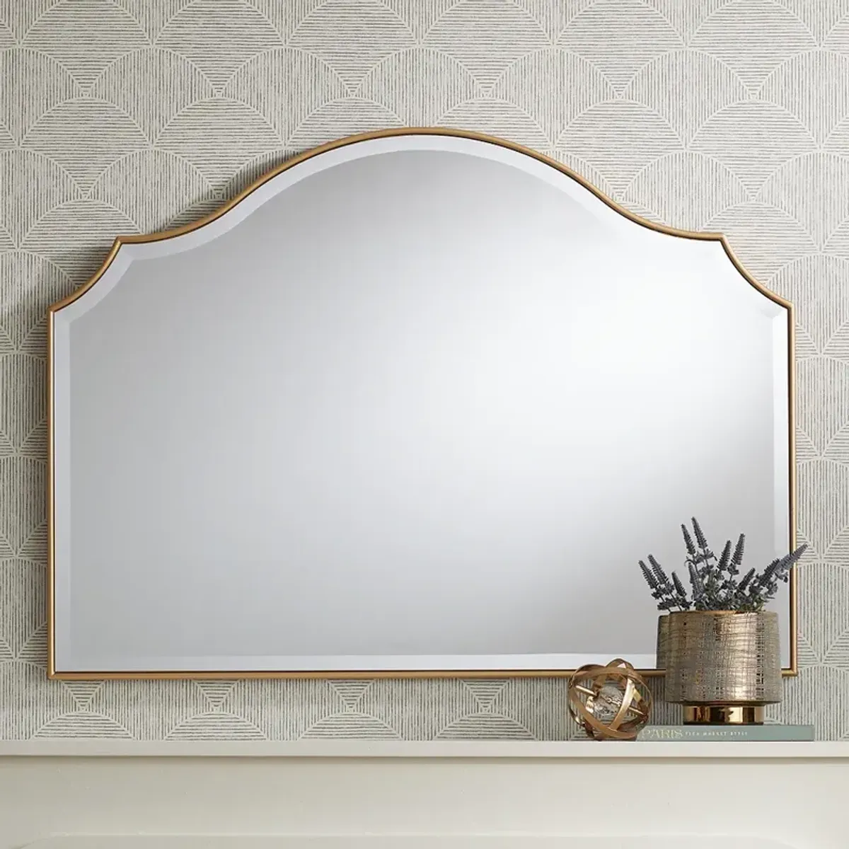 Noble Park Vinyard Gold 38" x 28" Arch Wall Mirror