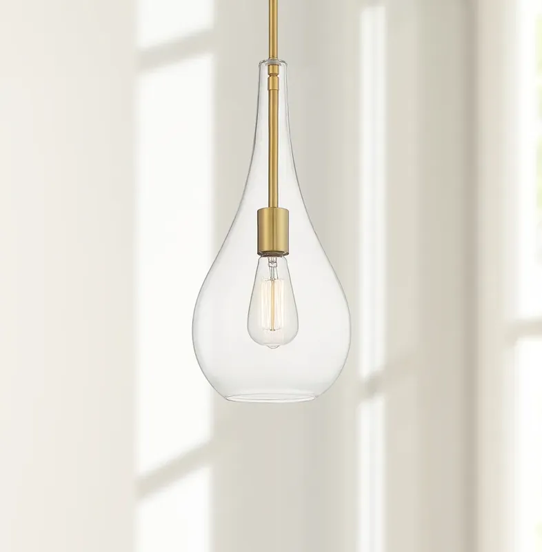 Possini Euro Lilly 7 1/2" Soft Gold Clear Glass Modern Mini Pendant