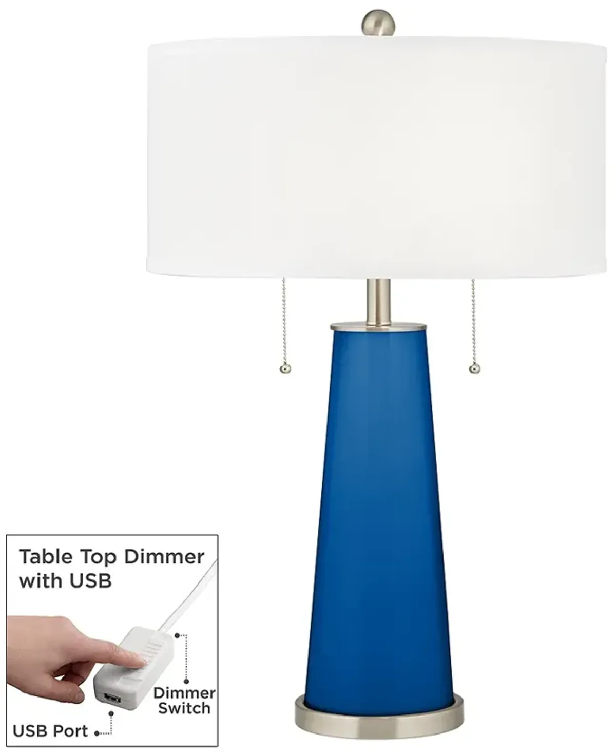 Color Plus Peggy 29 3/4" Hyper Blue Table Lamp with USB Dimmer