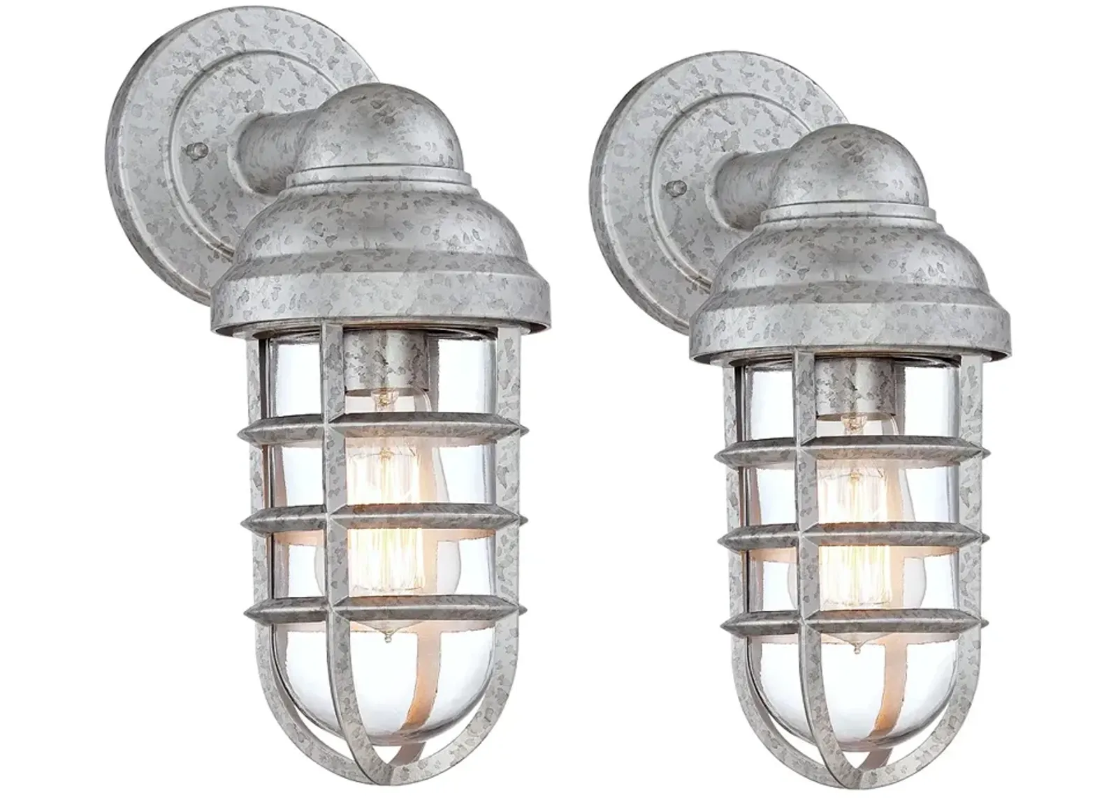 Marlowe 13 1/4" High Galvanized Steel Outdoor Wall Light Set of 2