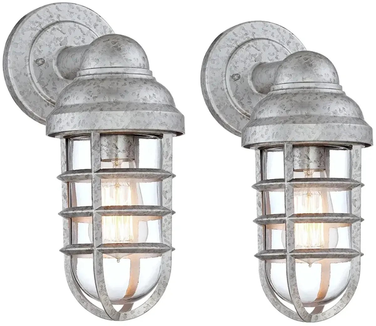 Marlowe 13 1/4" High Galvanized Steel Outdoor Wall Light Set of 2