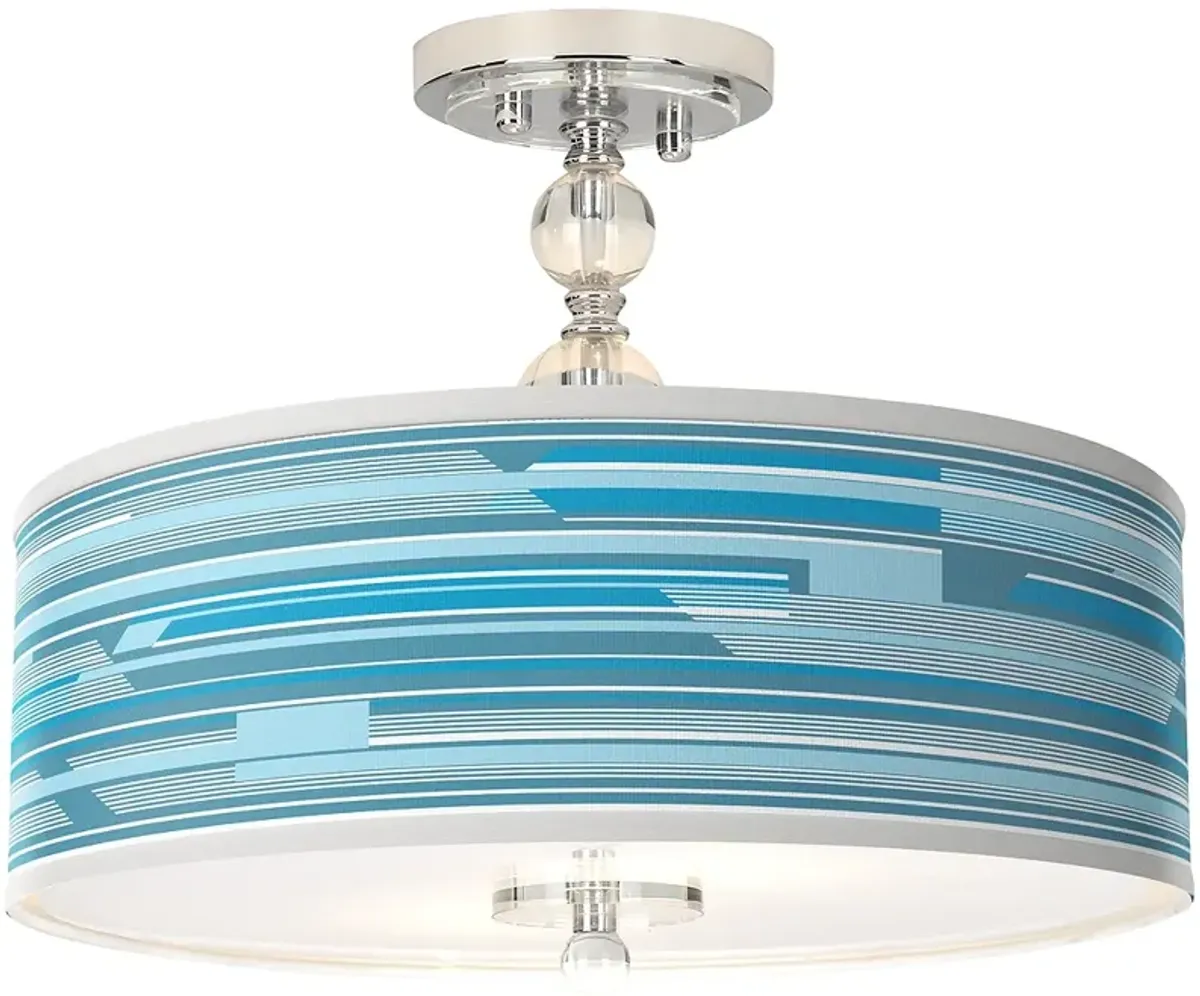 Urban Stripes Giclee 16" Wide Semi-Flush Ceiling Light